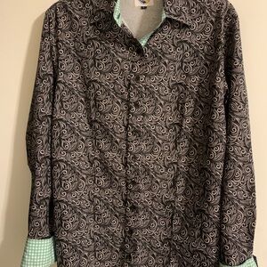 Royal Highness Equestrian Black and White Patterned Women’s Shirt Size L